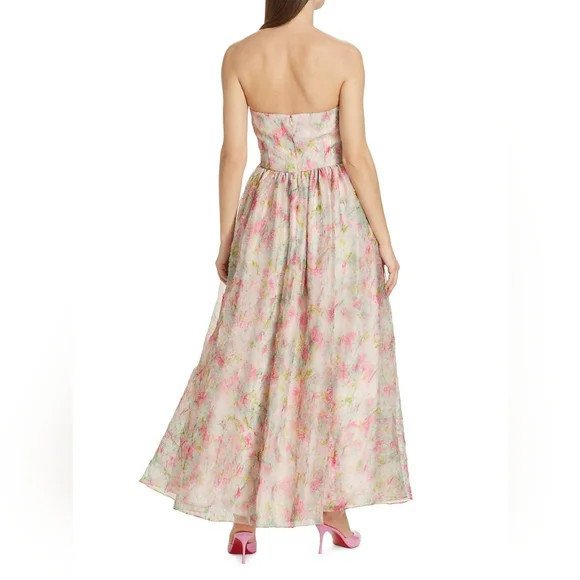 ML Monique Lhuillier Floral Crinkled Organza Maxi Dress - Picture 7 of 10